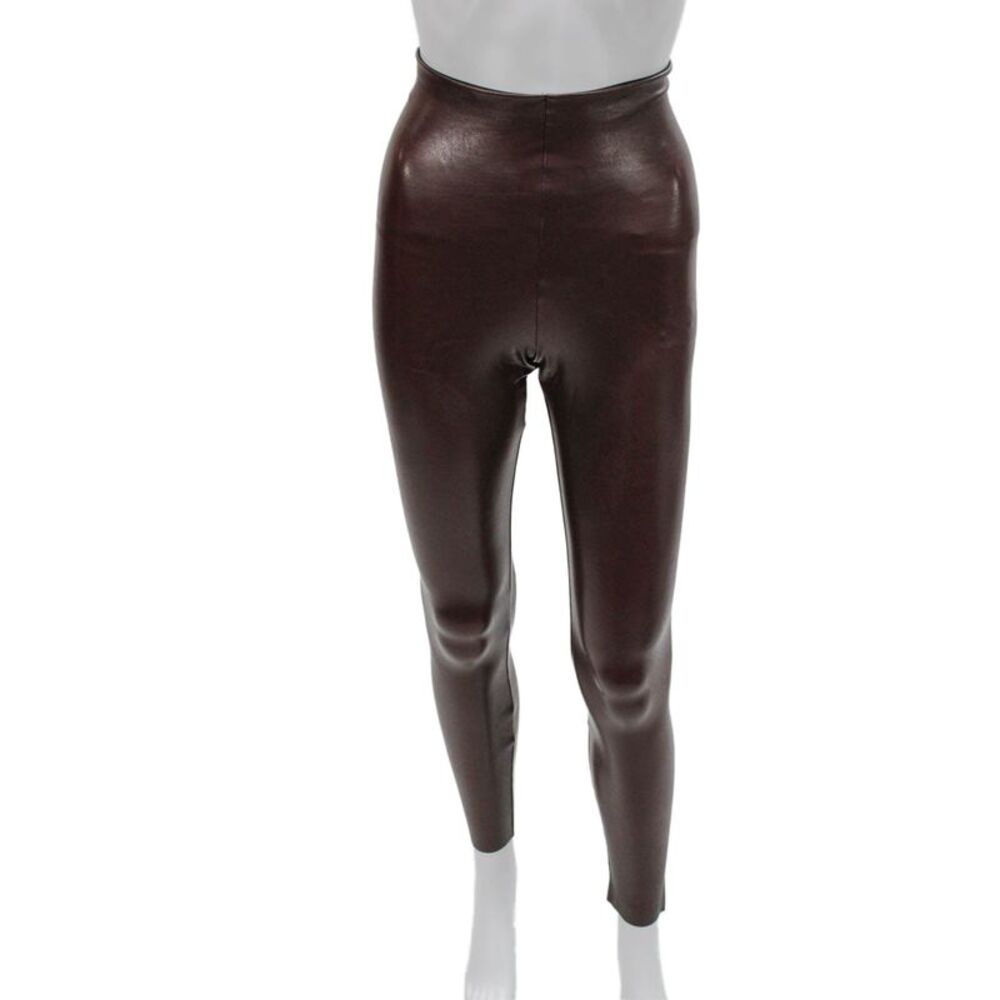 Commando Womens Ankle Faux Leather Leggings Brown Size S